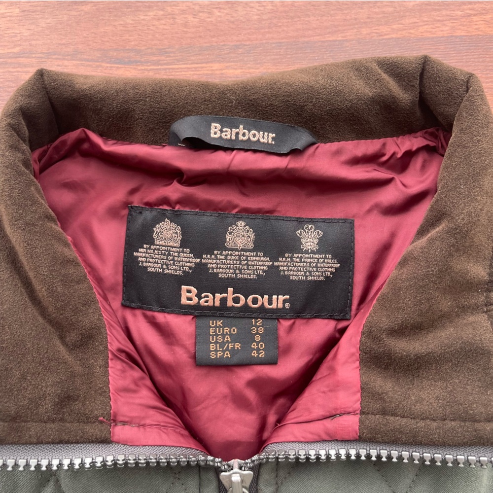 Vintage Barbour Olive and Brown Quilted Vest - Picture 2 of 4